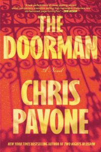 Cover of The Doorman shows the shadow of a cast-iron gate against an orange pavement.