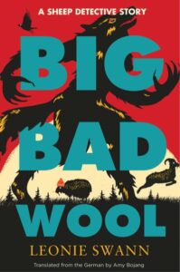 Cover of Big Bad Wool shows a werewolf figure behind the title, with a sheep and goat in the background.