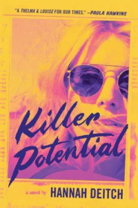 Cover of Killer Potential shows a woman's face in vibrant colors against a yellow-orange background