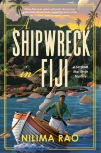 Cover of Shipwreck in Fiji shows a man in a sailboat foundering on rocks near a tropical coastline 
