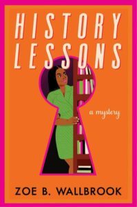 Cover shows a woman in a library seen through a keyhole shape.