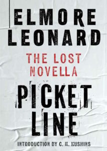 Cover of Picket Line is designed to look like a picket sign with stenciled letters on a wrinkled white background.