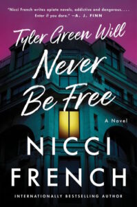 Cover of Tyler Green Will Never Be Free shows a lit window in a grand house at twilight against a purple sky. 