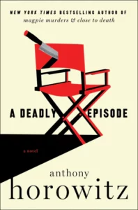 Cover shows a red folding director's chair with a knife stuck into its back. 