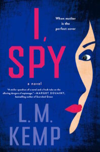 Cover shows the profile of a woman's face with red lipstick, appearing to peer around a deep blue color.