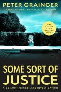 Cover of Some Sort of Justice shows a vine-covered wall with an open gate with a drained swimming pool in the foreground.