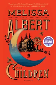 Cover of The Children looks like an early 20th century children's book, showing a crescent moon over a drawing of a multi-story old house surrounded by trees, with two children and two bees in front of the house.