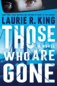 Cover of Those Who Are Gone shows a woman's eyes in a car's review mirror, a view of the Golden Gate Bridge through her windshield, all done in shades of blue.